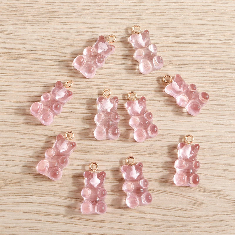 20pcs 11*22mm Cartoon Candy Colors Resin Bear Charms for Jewelry Making Cute Earrings Necklaces Bracelets DIY Crafts Accessories