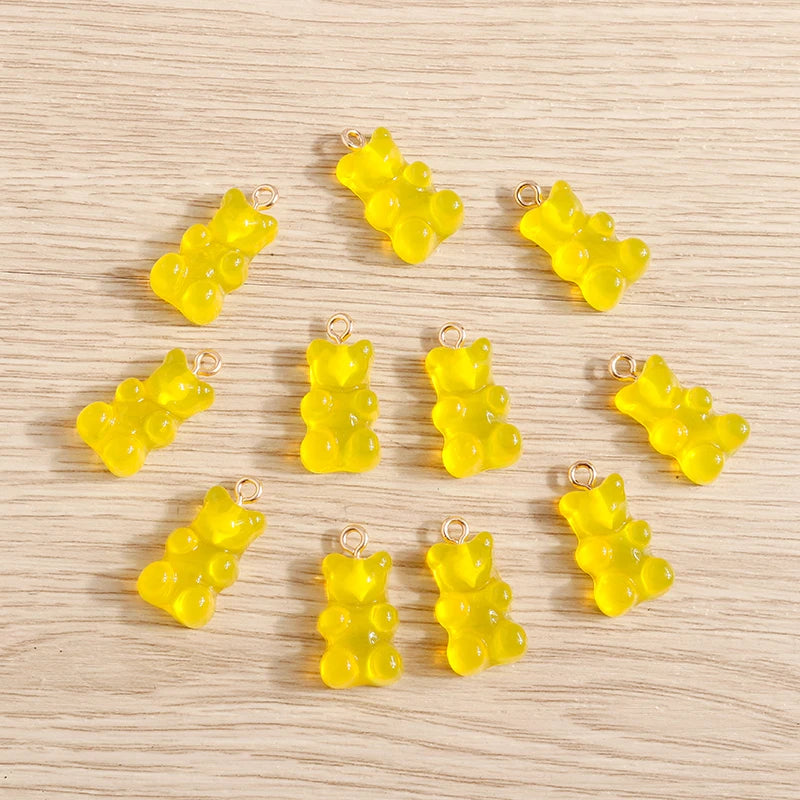 20pcs 11*22mm Cartoon Candy Colors Resin Bear Charms for Jewelry Making Cute Earrings Necklaces Bracelets DIY Crafts Accessories