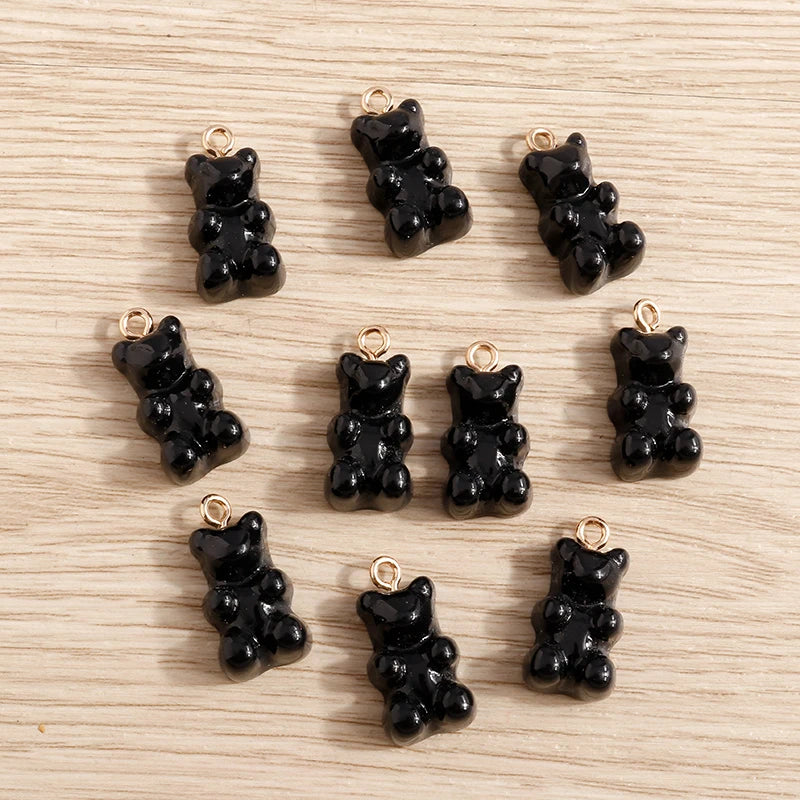 20pcs 11*22mm Cartoon Candy Colors Resin Bear Charms for Jewelry Making Cute Earrings Necklaces Bracelets DIY Crafts Accessories