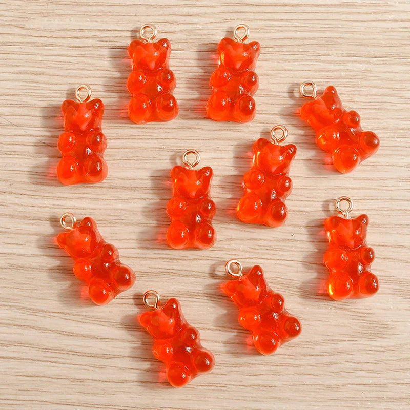 20pcs 11*22mm Cartoon Candy Colors Resin Bear Charms for Jewelry Making Cute Earrings Necklaces Bracelets DIY Crafts Accessories