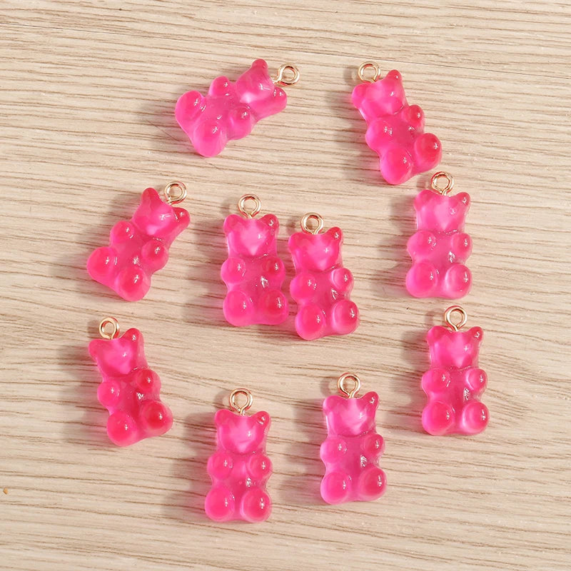 20pcs 11*22mm Cartoon Candy Colors Resin Bear Charms for Jewelry Making Cute Earrings Necklaces Bracelets DIY Crafts Accessories