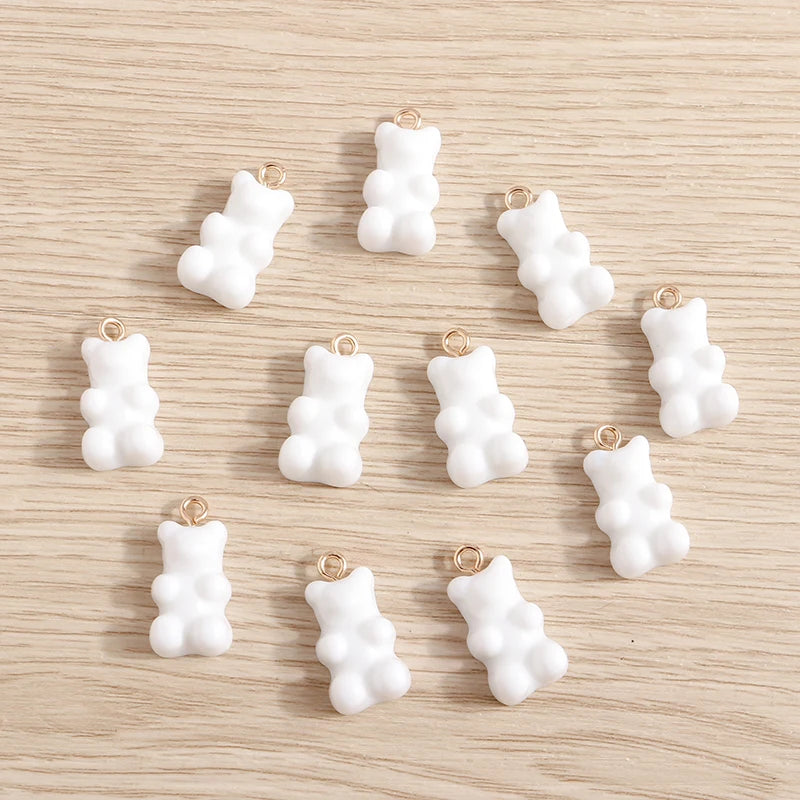 20pcs 11*22mm Cartoon Candy Colors Resin Bear Charms for Jewelry Making Cute Earrings Necklaces Bracelets DIY Crafts Accessories