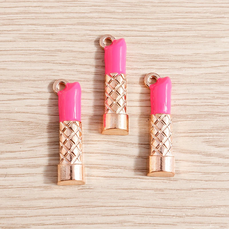 10pcs Mix Cute Enamel Women Lips Lipstick Charms Pendants for Jewelry Making Earrings Necklace Bracelets DIY Crafts Supplies