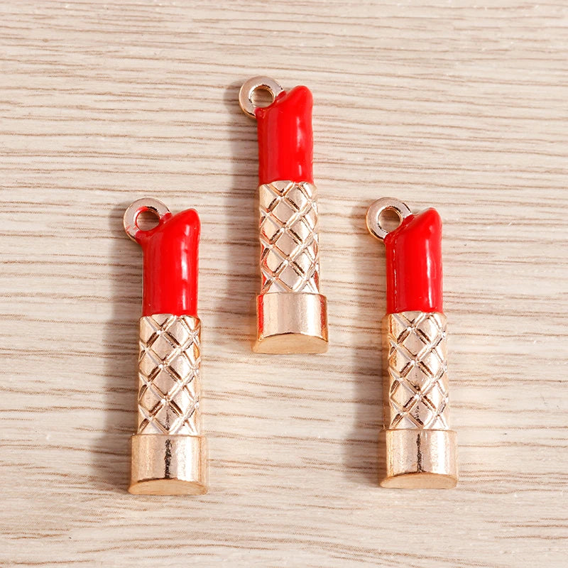 10pcs Mix Cute Enamel Women Lips Lipstick Charms Pendants for Jewelry Making Earrings Necklace Bracelets DIY Crafts Supplies