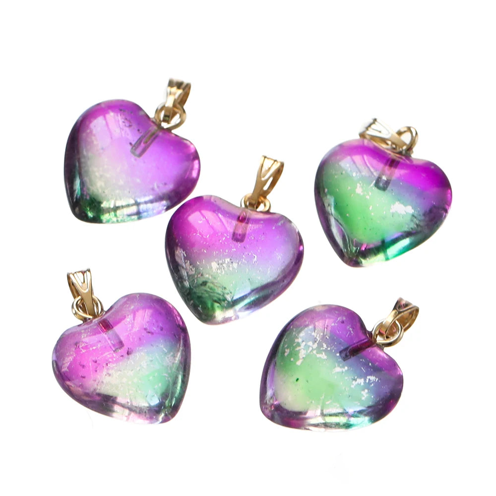 10pcs/lot Glass Multicolor Heart Charms For Handmade Bracelet Earrings Necklace Pendant DIY Jewelry Making Supplies