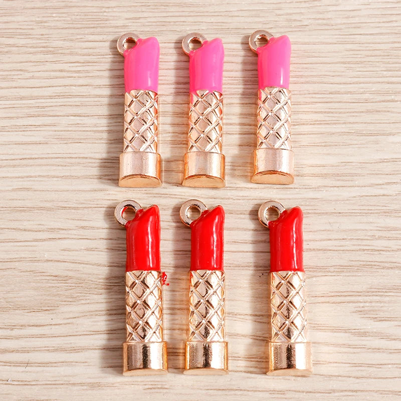 10pcs Mix Cute Enamel Women Lips Lipstick Charms Pendants for Jewelry Making Earrings Necklace Bracelets DIY Crafts Supplies
