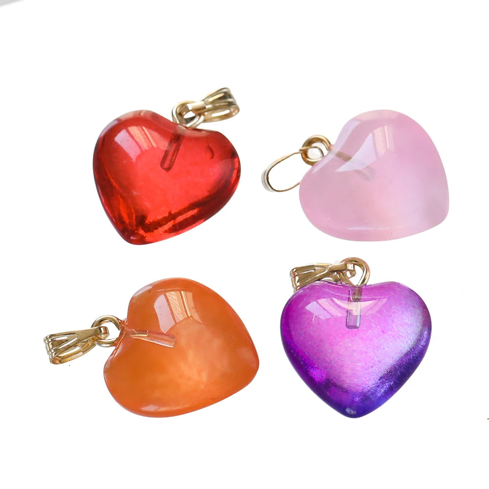 10pcs/lot Glass Multicolor Heart Charms For Handmade Bracelet Earrings Necklace Pendant DIY Jewelry Making Supplies