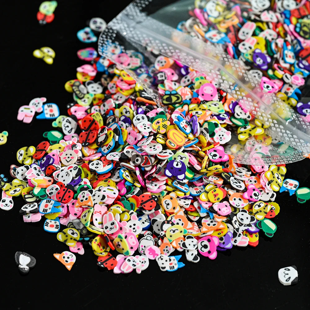 1000pcs Mixed 3D Fruit Slices Nail Charms Polymer Clay DIY Designs Slice Lemon Nail Art Decor Soft Clay Polish Manicure Supplies