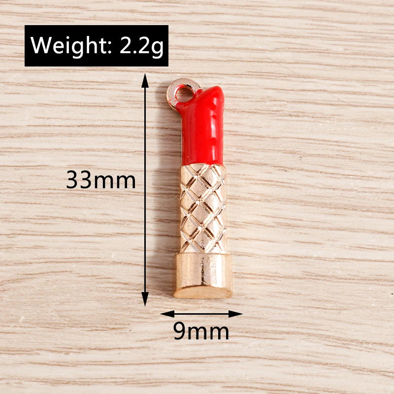 10pcs Mix Cute Enamel Women Lips Lipstick Charms Pendants for Jewelry Making Earrings Necklace Bracelets DIY Crafts Supplies