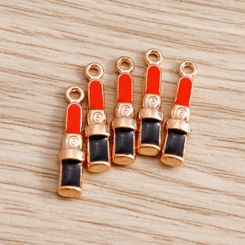 10pcs Mix Cute Enamel Women Lips Lipstick Charms Pendants for Jewelry Making Earrings Necklace Bracelets DIY Crafts Supplies