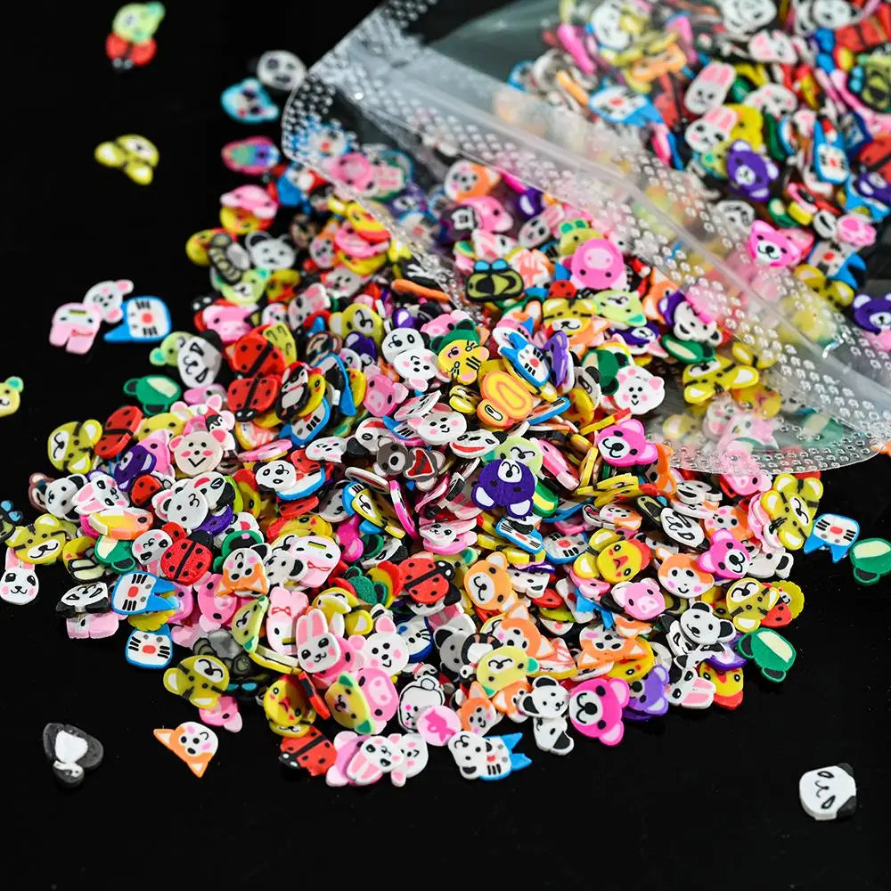 1000pcs Mixed 3D Fruit Slices Nail Charms Polymer Clay DIY Designs Slice Lemon Nail Art Decor Soft Clay Polish Manicure Supplies