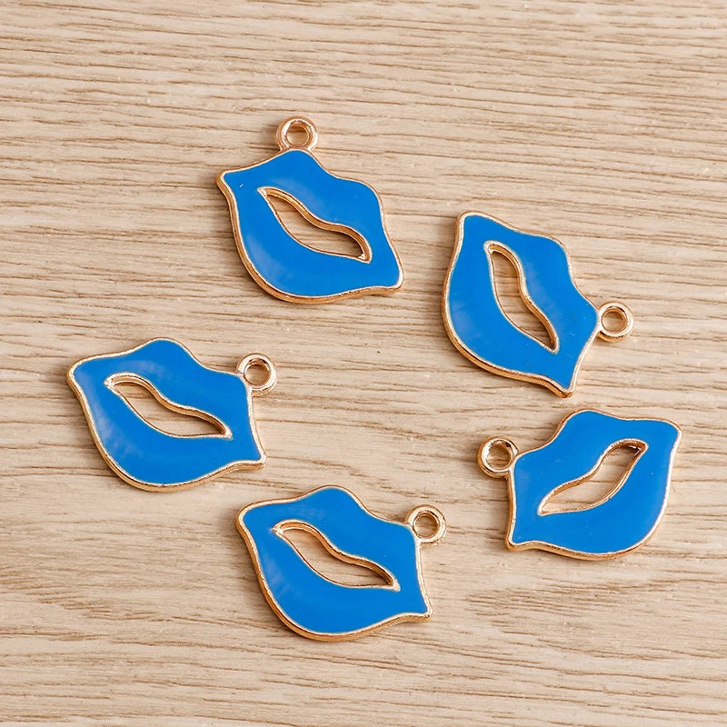 10pcs Mix Cute Enamel Women Lips Lipstick Charms Pendants for Jewelry Making Earrings Necklace Bracelets DIY Crafts Supplies