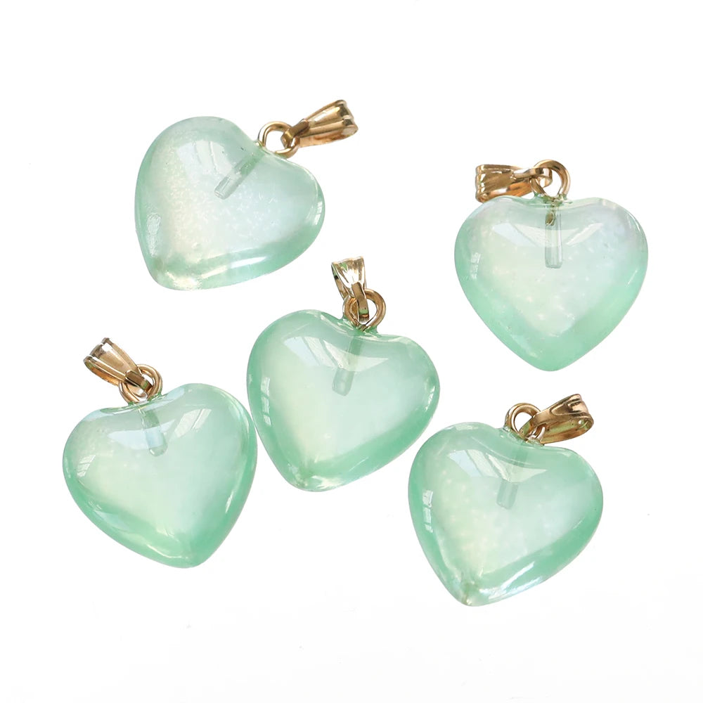 10pcs/lot Glass Multicolor Heart Charms For Handmade Bracelet Earrings Necklace Pendant DIY Jewelry Making Supplies