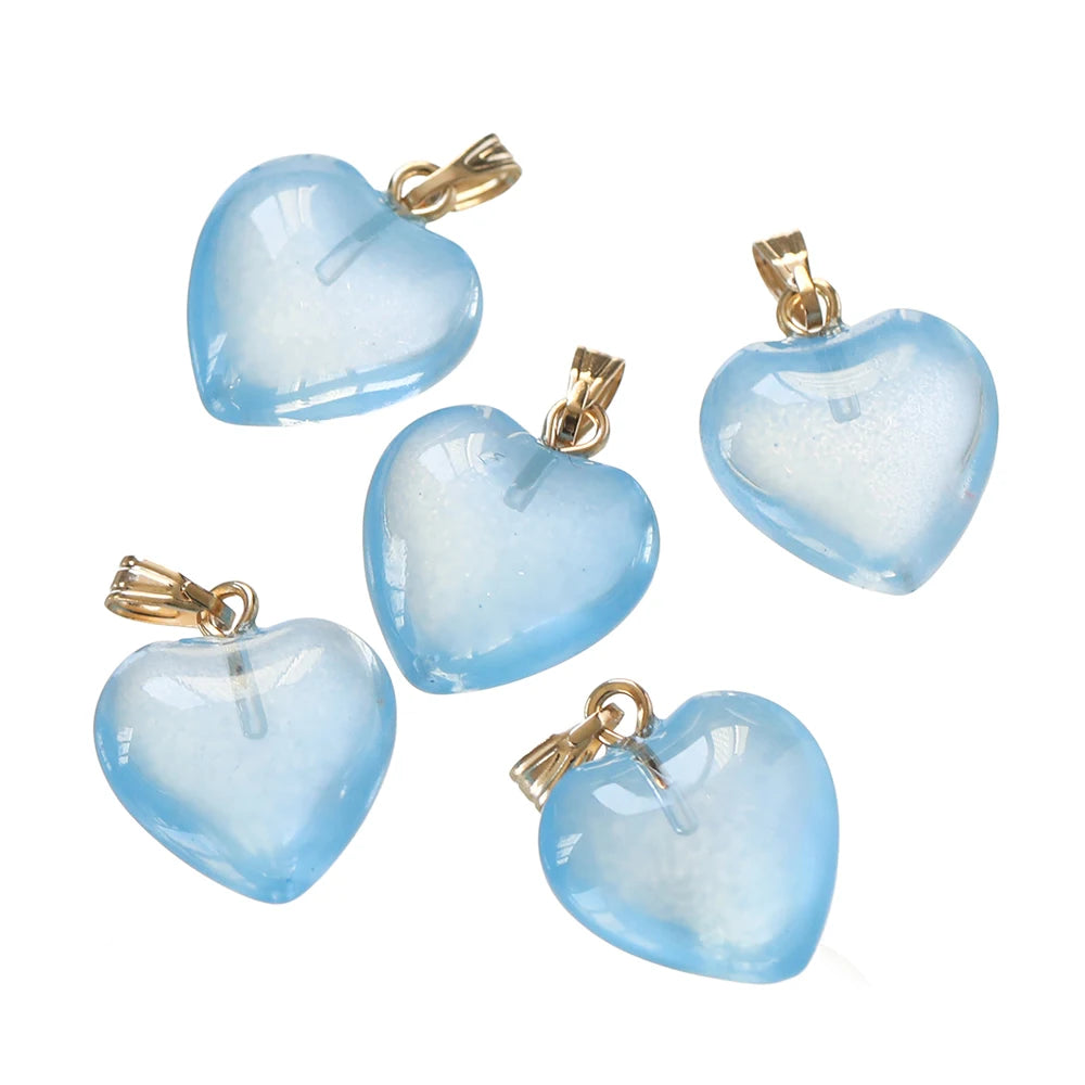 10pcs/lot Glass Multicolor Heart Charms For Handmade Bracelet Earrings Necklace Pendant DIY Jewelry Making Supplies