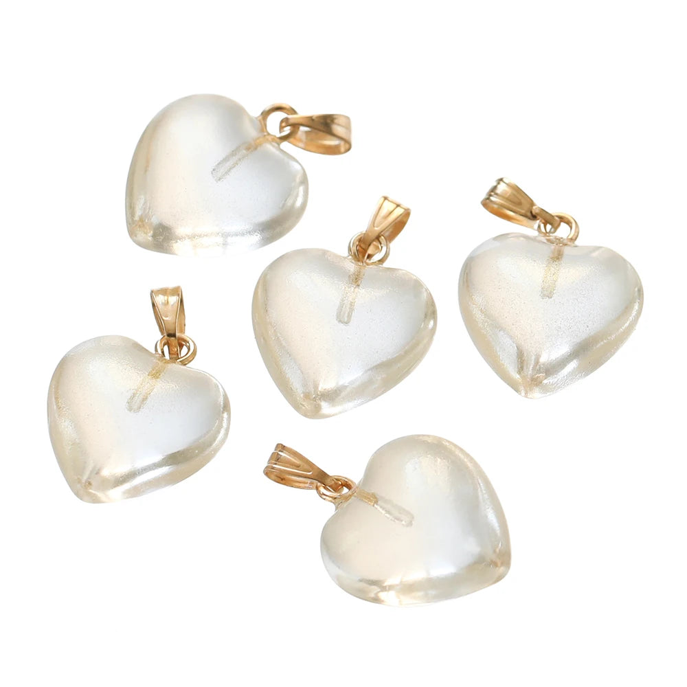 10pcs/lot Glass Multicolor Heart Charms For Handmade Bracelet Earrings Necklace Pendant DIY Jewelry Making Supplies