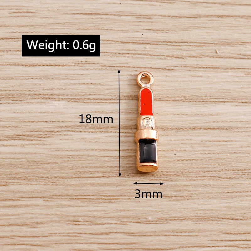 10pcs Mix Cute Enamel Women Lips Lipstick Charms Pendants for Jewelry Making Earrings Necklace Bracelets DIY Crafts Supplies