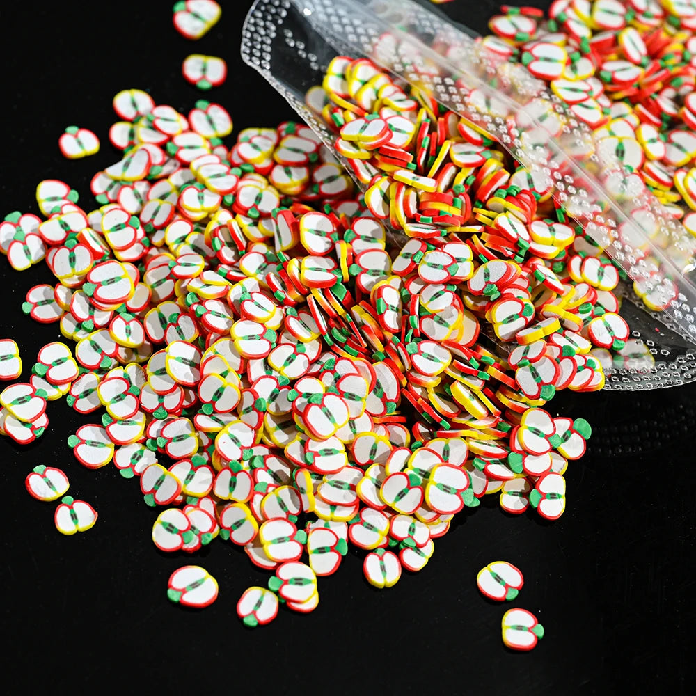 1000pcs Mixed 3D Fruit Slices Nail Charms Polymer Clay DIY Designs Slice Lemon Nail Art Decor Soft Clay Polish Manicure Supplies
