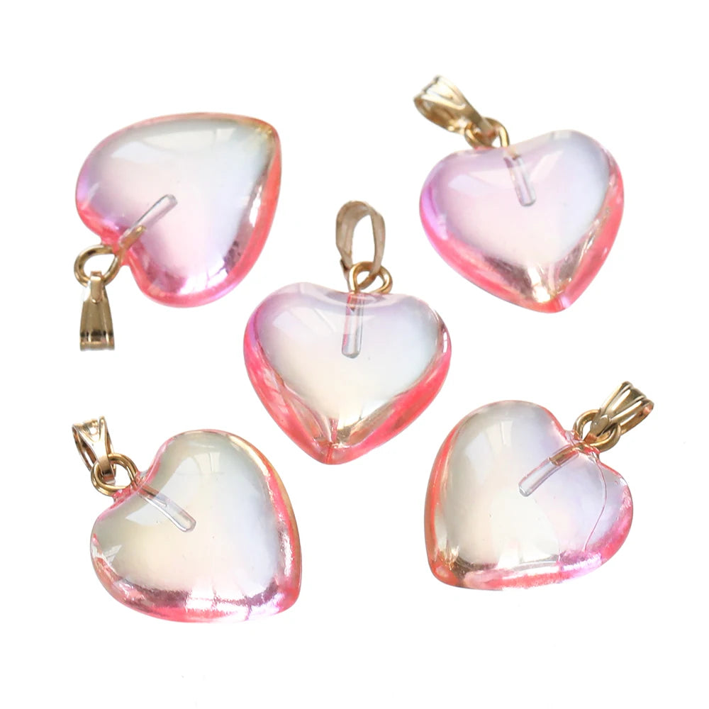10pcs/lot Glass Multicolor Heart Charms For Handmade Bracelet Earrings Necklace Pendant DIY Jewelry Making Supplies
