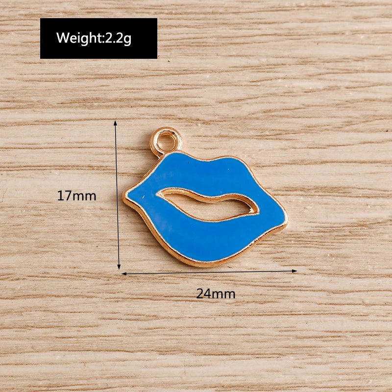 10pcs Mix Cute Enamel Women Lips Lipstick Charms Pendants for Jewelry Making Earrings Necklace Bracelets DIY Crafts Supplies