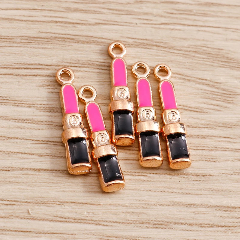10pcs Mix Cute Enamel Women Lips Lipstick Charms Pendants for Jewelry Making Earrings Necklace Bracelets DIY Crafts Supplies