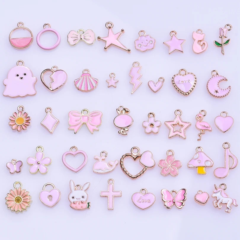 Bedeltjes Oil Drop Bowknot Heart Metal Charms For Jewelry Making Supplies Charms Wholesale Bulk 10/20/30/40pcs/Lot DIY Materials