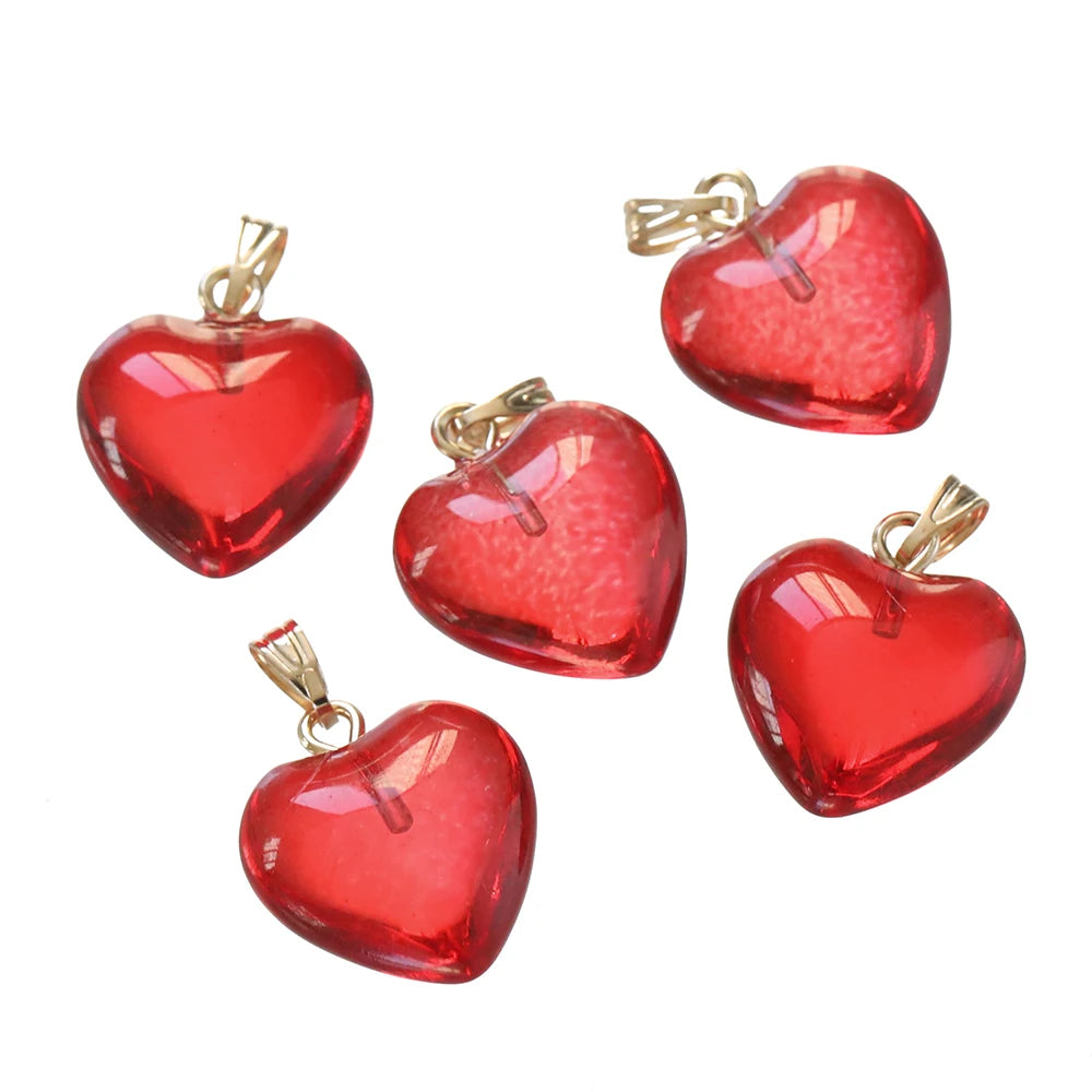 10pcs/lot Glass Multicolor Heart Charms For Handmade Bracelet Earrings Necklace Pendant DIY Jewelry Making Supplies