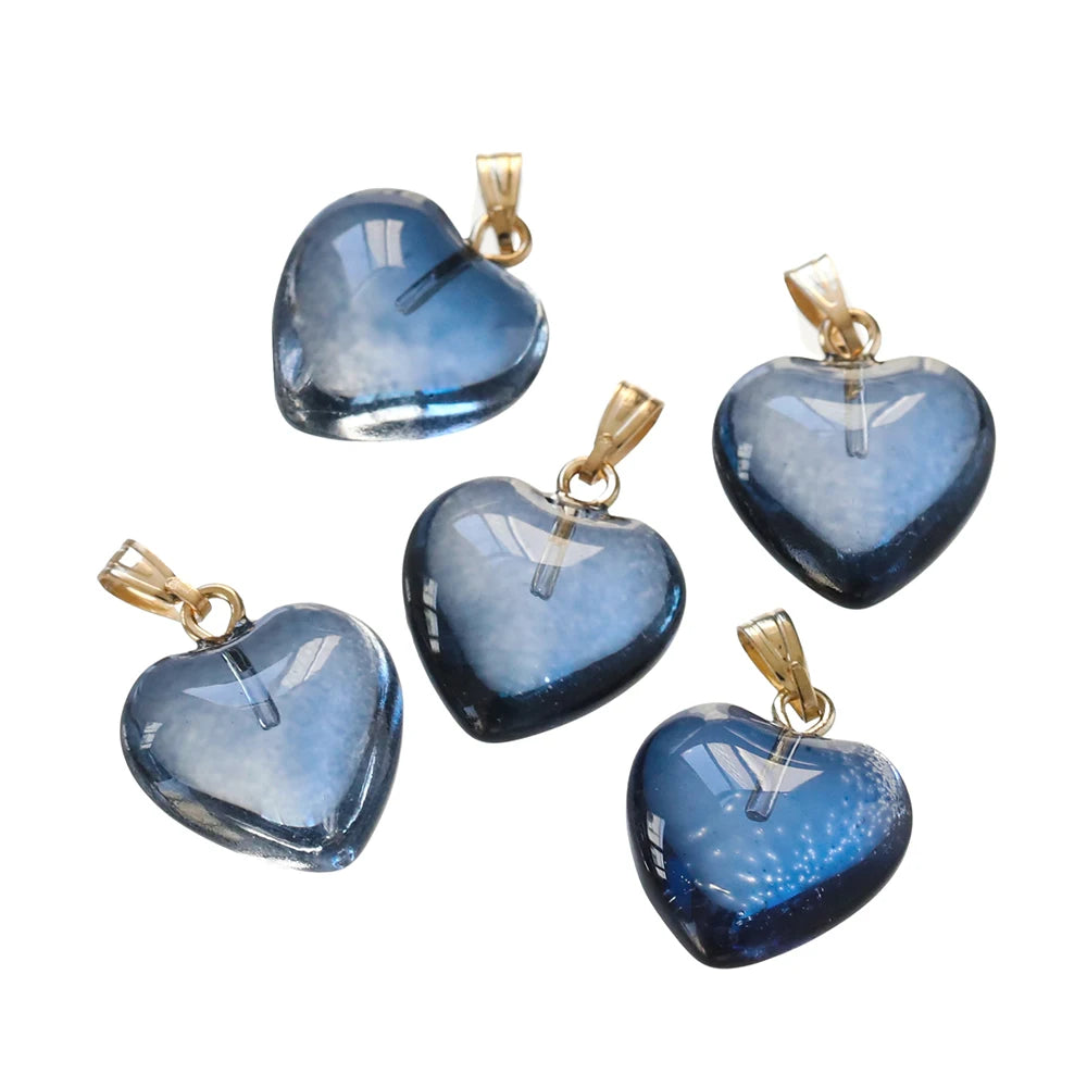 10pcs/lot Glass Multicolor Heart Charms For Handmade Bracelet Earrings Necklace Pendant DIY Jewelry Making Supplies