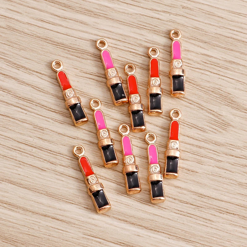 10pcs Mix Cute Enamel Women Lips Lipstick Charms Pendants for Jewelry Making Earrings Necklace Bracelets DIY Crafts Supplies