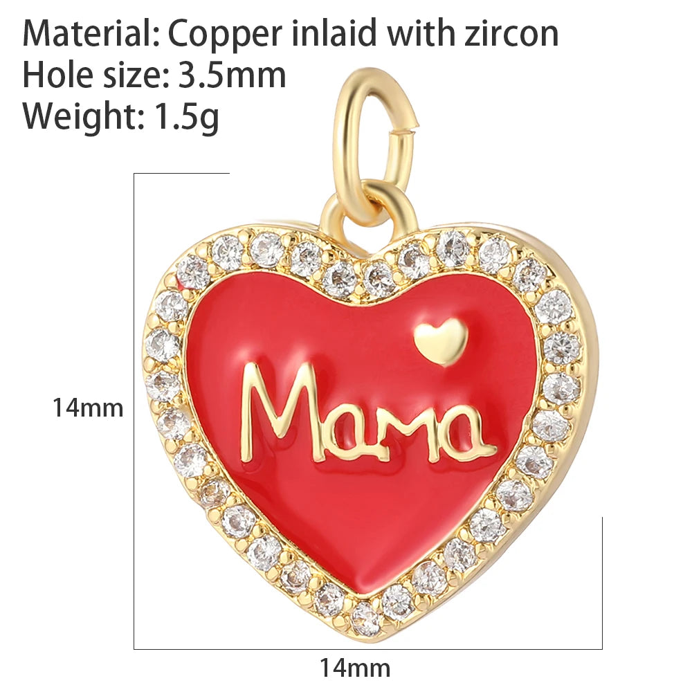 Cute  Heart  Charms for Jewelry Making Supplies Gold Color Tarot Card Charm Dijes Diy Woman Earrings Necklace Braclet Pendant
