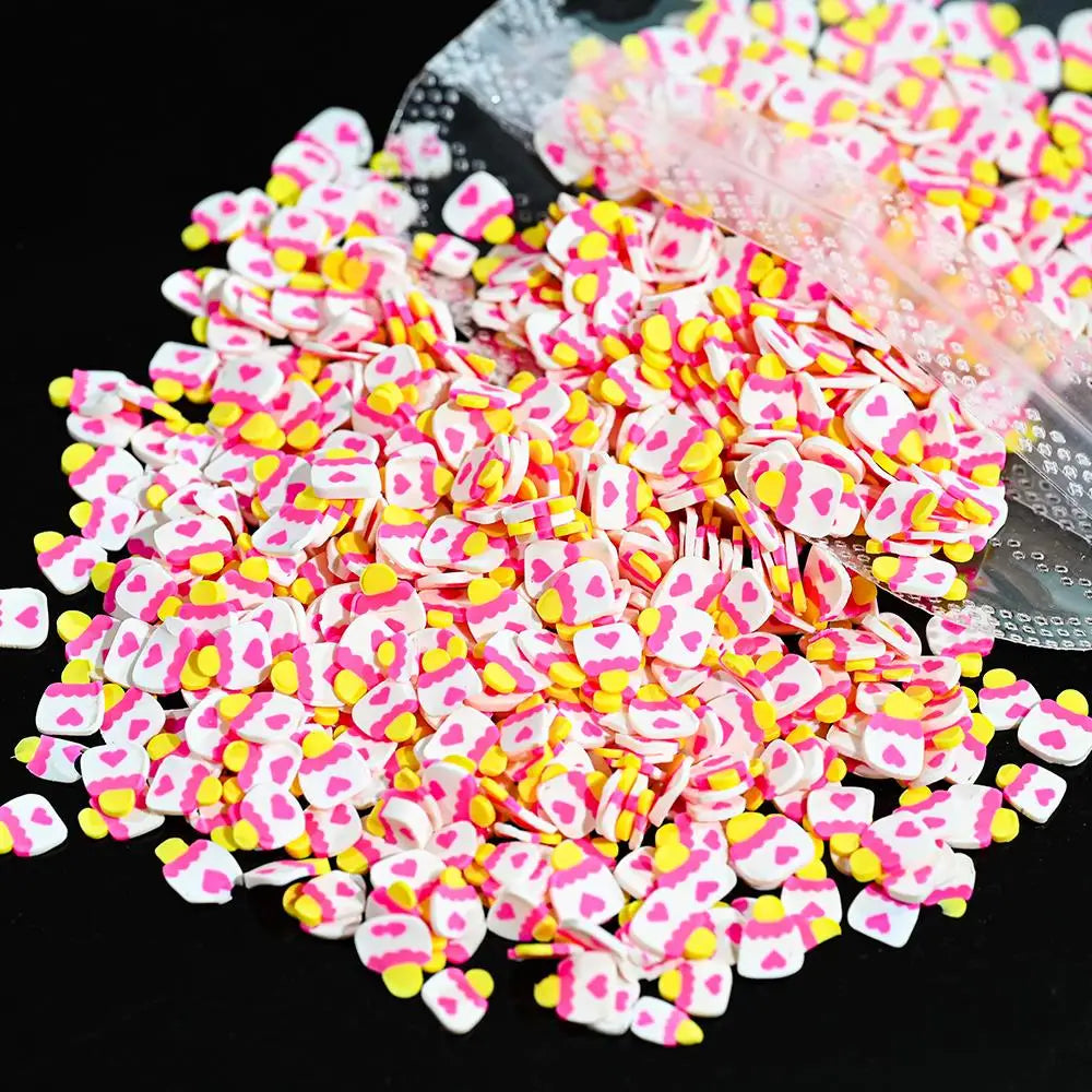 1000pcs Mixed 3D Fruit Slices Nail Charms Polymer Clay DIY Designs Slice Lemon Nail Art Decor Soft Clay Polish Manicure Supplies
