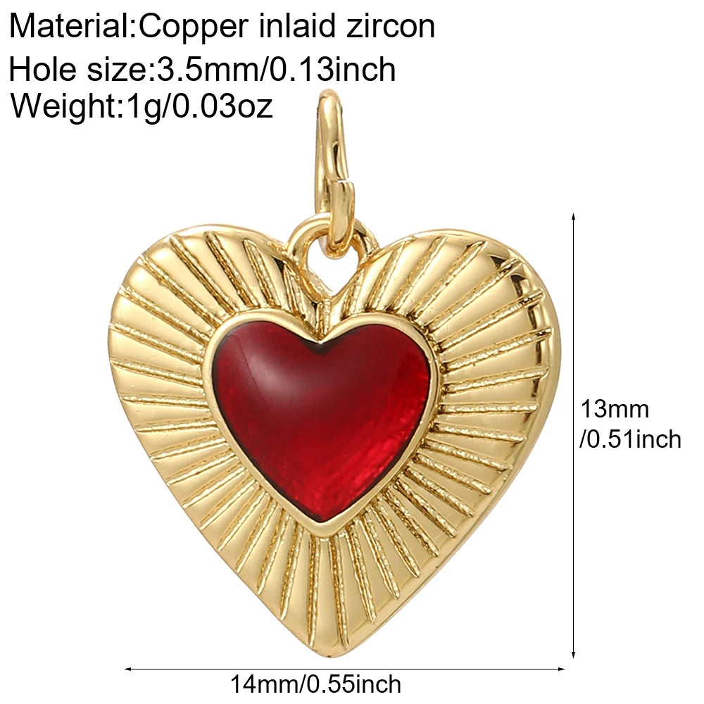 Cute  Heart  Charms for Jewelry Making Supplies Gold Color Tarot Card Charm Dijes Diy Woman Earrings Necklace Braclet Pendant