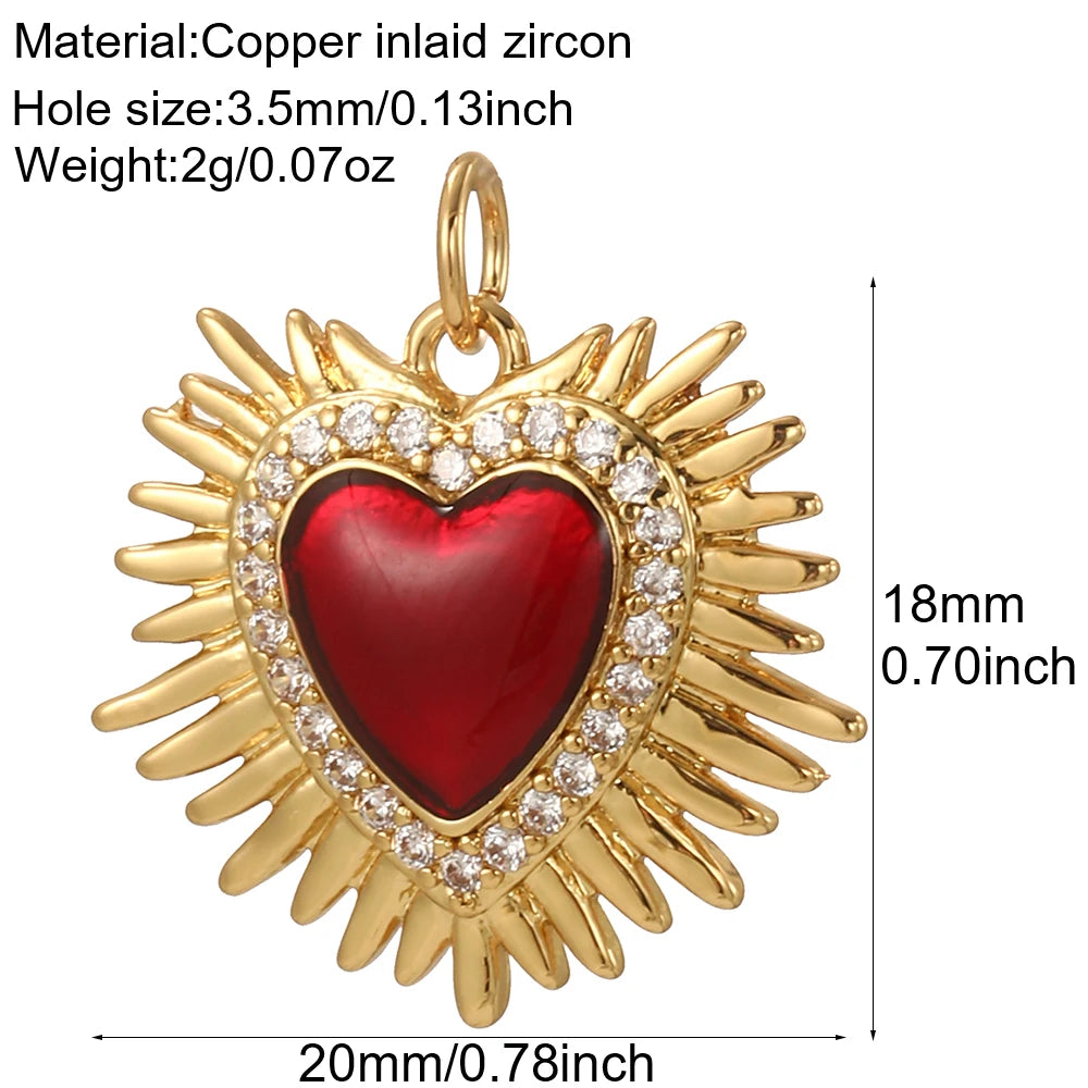 Cute  Heart  Charms for Jewelry Making Supplies Gold Color Tarot Card Charm Dijes Diy Woman Earrings Necklace Braclet Pendant