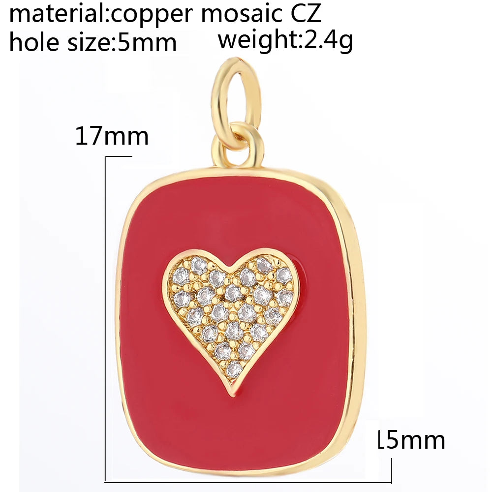 Cute  Heart  Charms for Jewelry Making Supplies Gold Color Tarot Card Charm Dijes Diy Woman Earrings Necklace Braclet Pendant