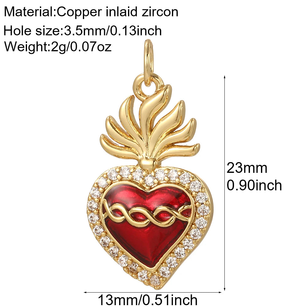 Cute  Heart  Charms for Jewelry Making Supplies Gold Color Tarot Card Charm Dijes Diy Woman Earrings Necklace Braclet Pendant