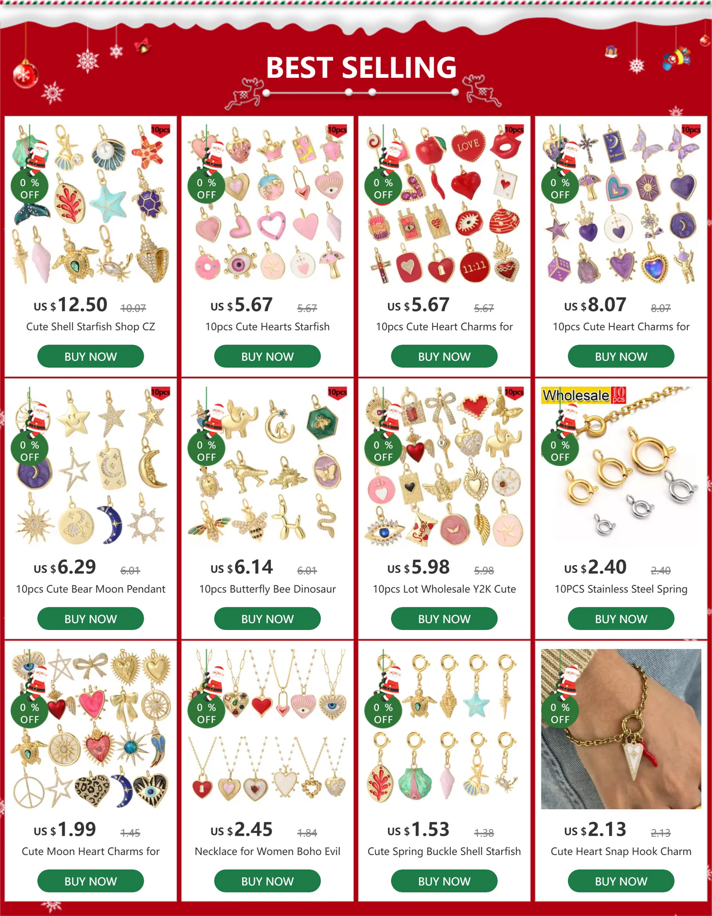 Cute Love Hearts Starfish Charms Gold Color Animals Turtle Flower Jewelry Dijes Diy Earring Necklace Bracelet Keychain Sea Charm