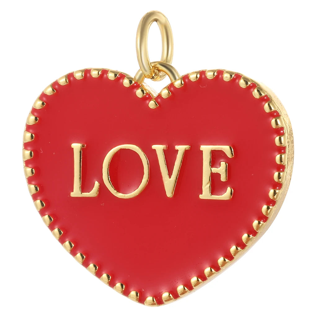 Cute  Heart  Charms for Jewelry Making Supplies Gold Color Tarot Card Charm Dijes Diy Woman Earrings Necklace Braclet Pendant