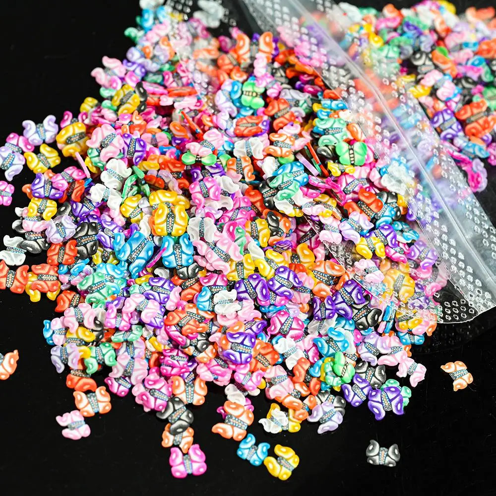 1000pcs Mixed 3D Fruit Slices Nail Charms Polymer Clay DIY Designs Slice Lemon Nail Art Decor Soft Clay Polish Manicure Supplies